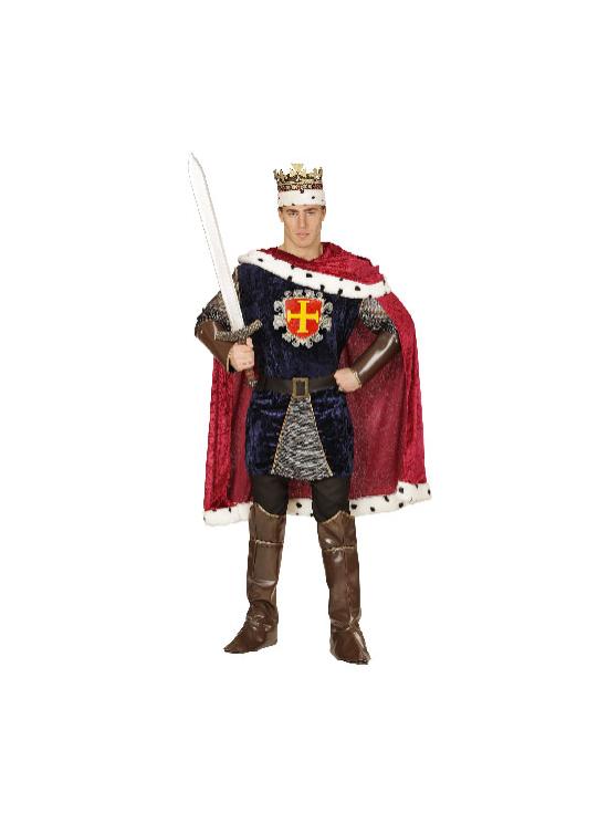Traje de rei vermelho medieval de luxo adulto