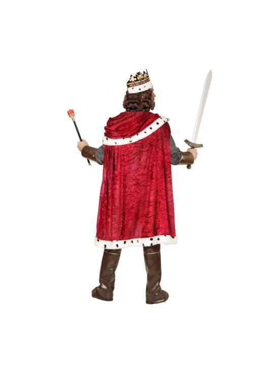 Traje de rei vermelho medieval de luxo adulto
