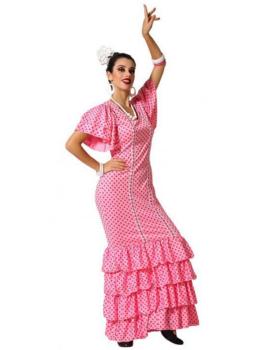 Fato sevilhano rosa para mulher