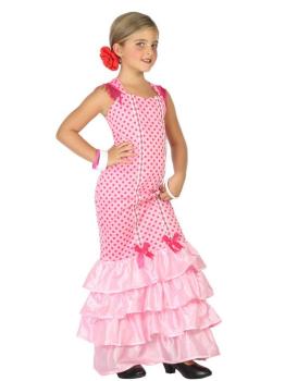 Fato sevilhano rosa para menina