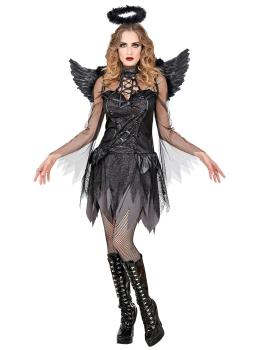 Fato de anjo negro sexy para menina
