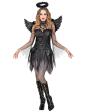 Fato de anjo negro sexy para menina