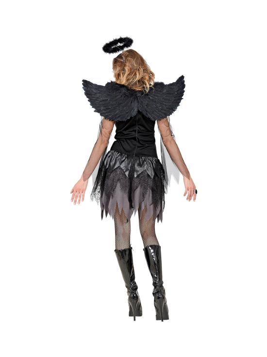 Fato de anjo negro sexy para menina