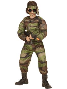 Fantasia de Soldado Rambo Musculoso para Crianças