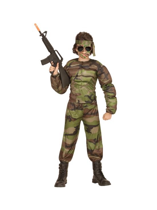Fantasia de Soldado Rambo Musculoso para Crianças