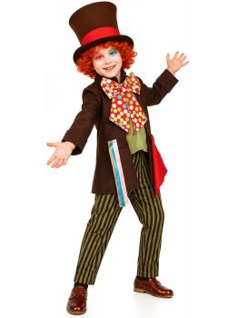 Fantasia Infantil do Chapeleiro Maluco – Camisa, Jaqueta, Gravata Borboleta, Calça e Chapéu para Meninos