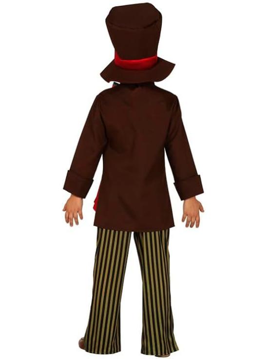 Fantasia Infantil do Chapeleiro Maluco – Camisa, Jaqueta, Gravata Borboleta, Calça e Chapéu para Meninos