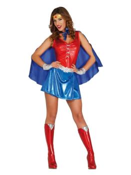 Fantasia de mulher poderosa de super-herói adulto