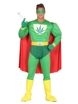Fantasia de super-herói Capitão Marijuana para homens adultos
