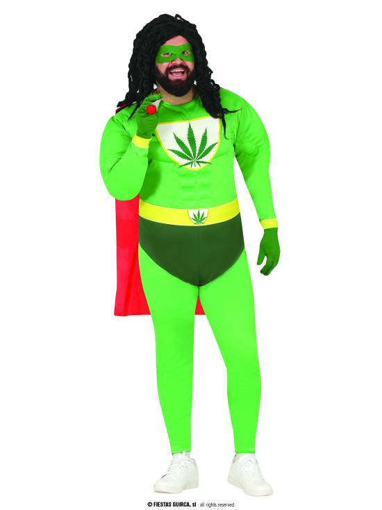Fantasia de super-herói Capitão Marijuana para homens adultos