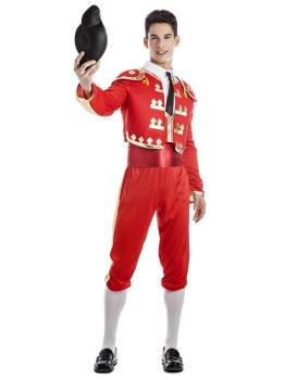 Fato de toureiro vermelho com luzes para adulto