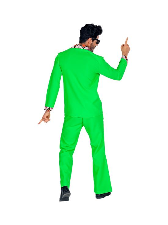 Fato de discoteca verde dos anos 70 para homem