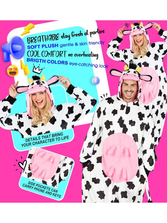 Fantasia de vaca unissex para adultos