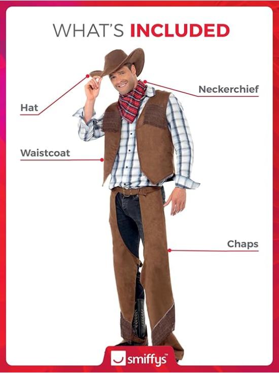 Fato de cowboy do Texas para adulto