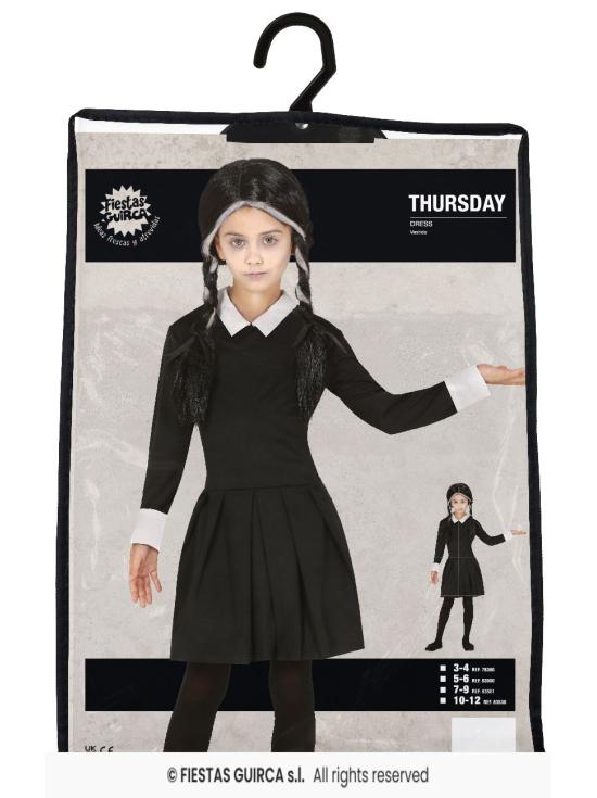 Fato de quarta-feira Addams tamanho criança