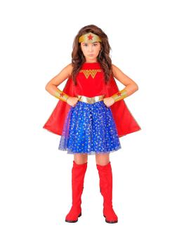 Fantasia da Mulher Maravilha para Meninas – Inclui Capa, Tiara, Vestido e Pulseiras | Roupa de Super-Heroína Infantil