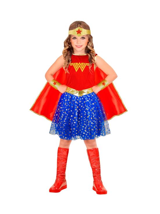 Fantasia da Mulher Maravilha para Meninas – Inclui Capa, Tiara, Vestido e Pulseiras | Roupa de Super-Heroína Infantil