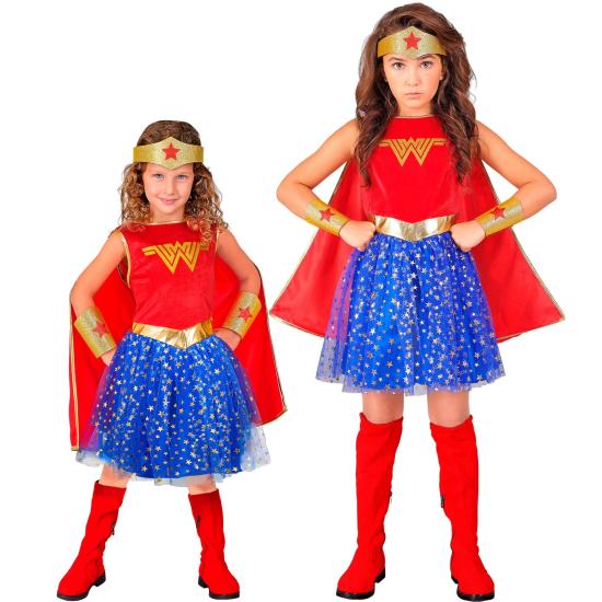 Fantasia de Garota Maravilha para Meninas – Inclui Capa, Tiara, Vestido e Pulseiras | Fantasia de Super-Herói Infantil Fantasia de Garota Maravilha para Meninas – Inclui Capa, Tiara, Vestido e Pulseiras | Fantasia de Super-Herói Infantil