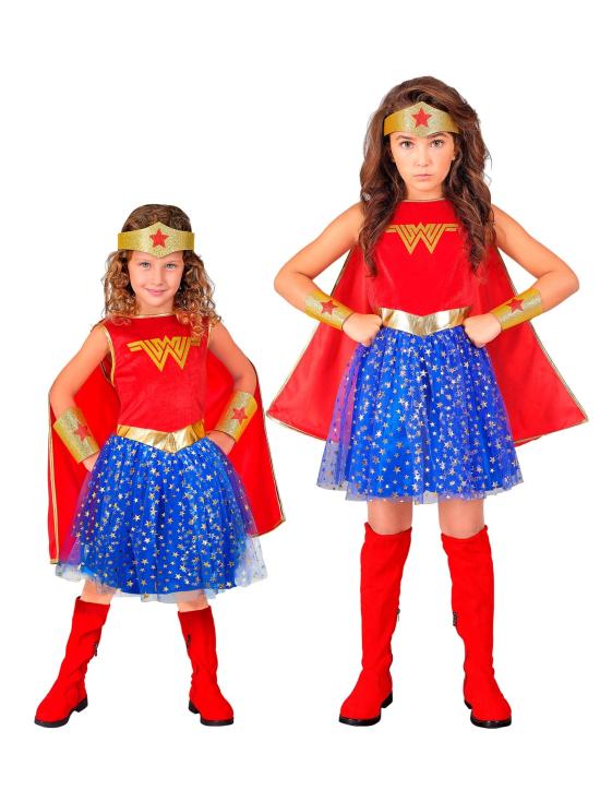 Fantasia da Mulher Maravilha para Meninas – Inclui Capa, Tiara, Vestido e Pulseiras | Roupa de Super-Heroína Infantil
