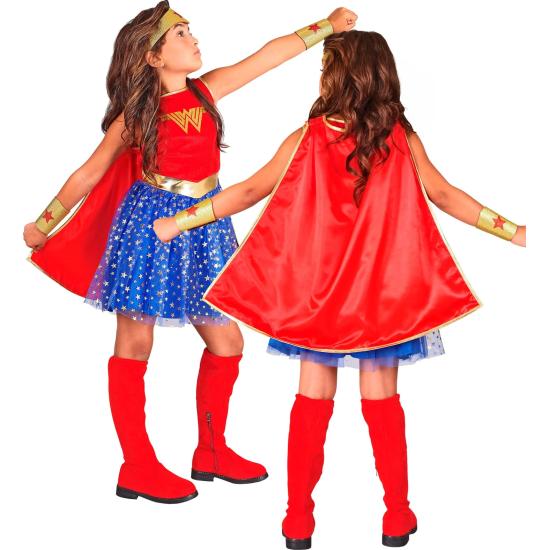 Fantasia de Garota Maravilha para Meninas – Inclui Capa, Tiara, Vestido e Pulseiras | Fantasia de Super-Herói Infantil Fantasia de Garota Maravilha para Meninas – Inclui Capa, Tiara, Vestido e Pulseiras | Fantasia de Super-Herói Infantil