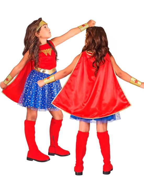 Fantasia da Mulher Maravilha para Meninas – Inclui Capa, Tiara, Vestido e Pulseiras | Roupa de Super-Heroína Infantil