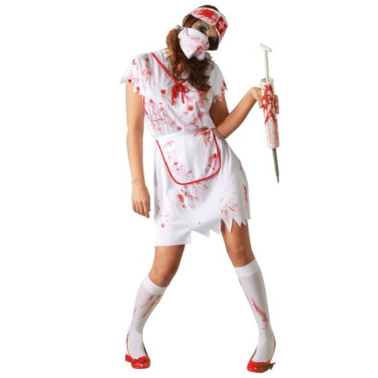 Fantasia de enfermeira zumbi de Halloween tamanho 42-44