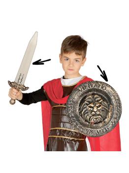 Escudo 31 cm com espada Fato de Gladiador 48 cm