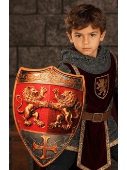 Escudo de madeira em forma de coração de leão para trajes medievais