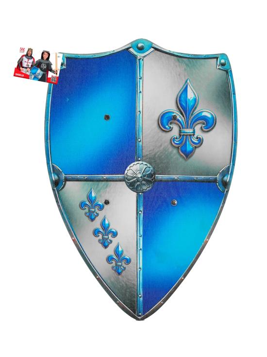 Escudo de madeira com flor-de-lis para cavaleiros medievais