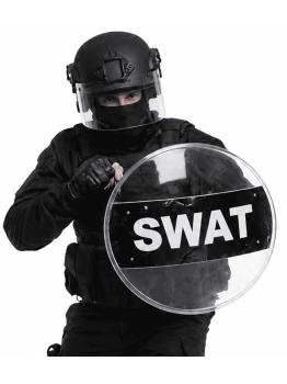 Escudo SWAT de 58 cm para trajes de policiais e forças especiais.
