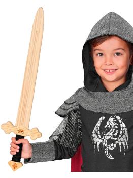 Espada de cavaleiro de madeira de 60 cm para trajes medievais.