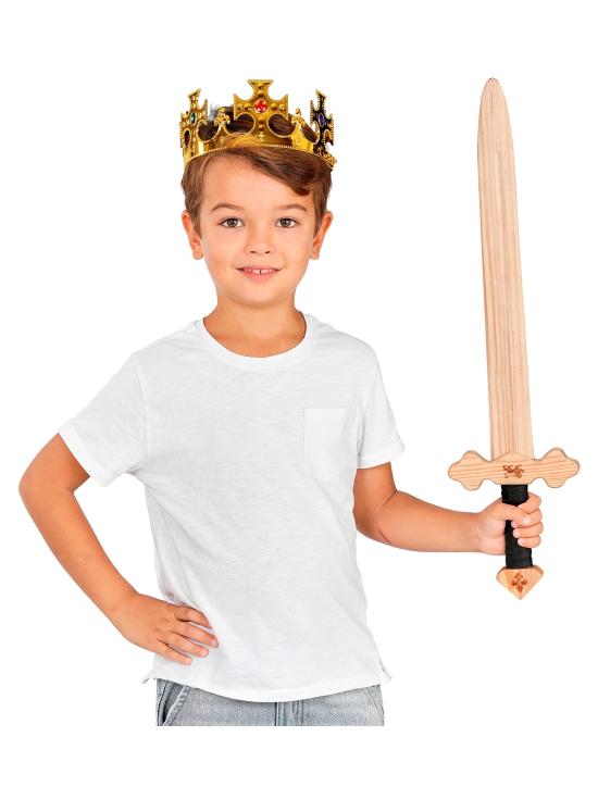 Espada de cavaleiro de madeira de 60 cm para trajes medievais.