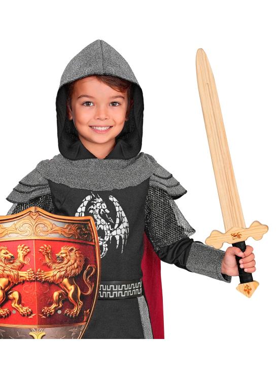 Espada de cavaleiro de madeira de 60 cm para trajes medievais.