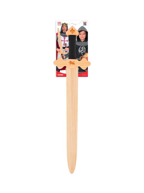 Espada de cavaleiro de madeira de 60 cm para trajes medievais.