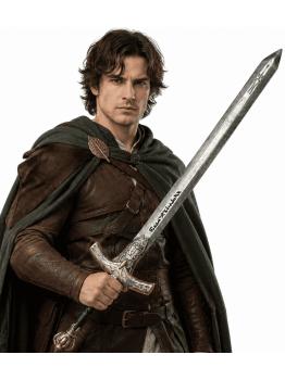 Espada medieval em PVC de 96 cm para cavaleiros, guerreiros e heróis de fantasia.