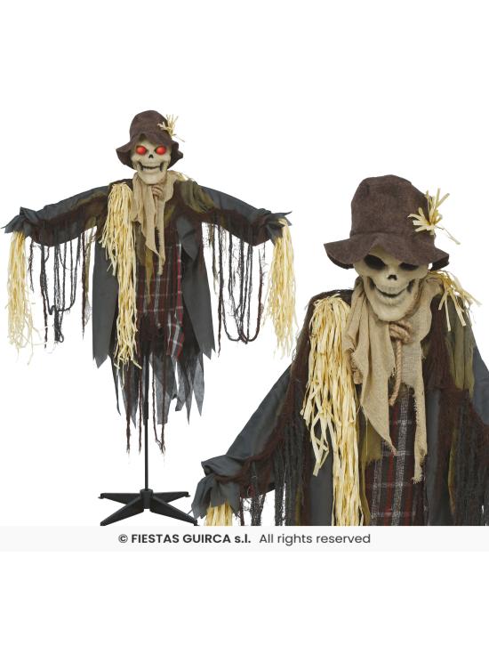 Espantalho animado com olhos vermelhos para o Halloween