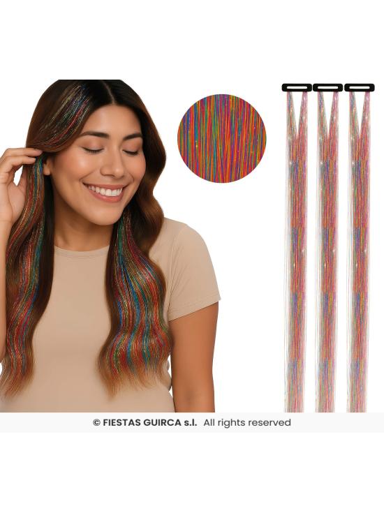 Extensões de cabelo com glitter - Festas Guirca