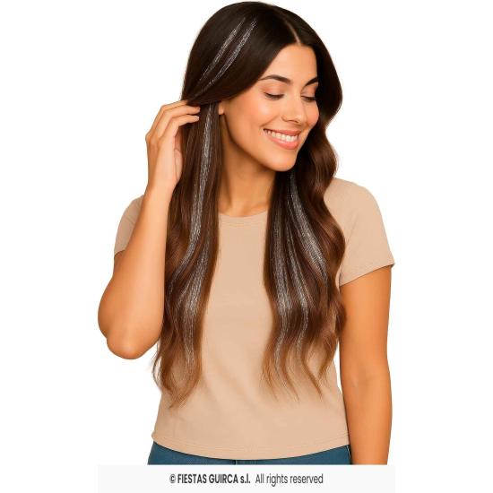 Extensões de cabelo com glitter - Festas Guirca