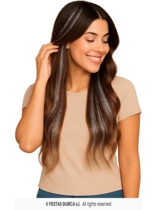Extensões de cabelo com glitter - Festas Guirca