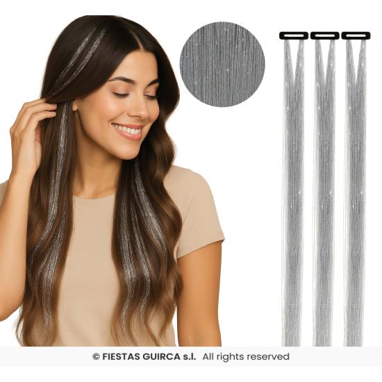 Extensões de cabelo com glitter - Festas Guirca