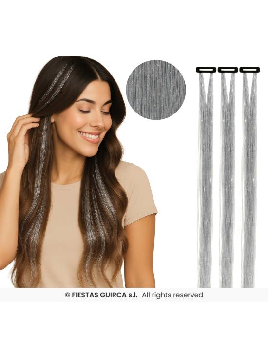 Extensões de cabelo com glitter - Festas Guirca