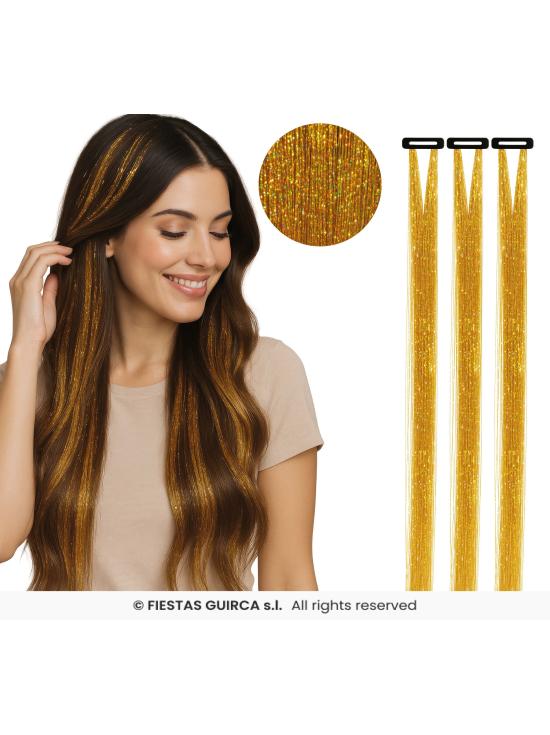 Extensões de cabelo com glitter - Festas Guirca