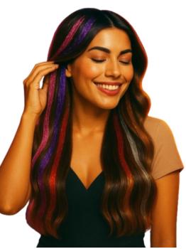 Extensões de cabelo com glitter - Festas Guirca