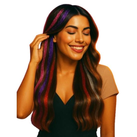 Extensões de cabelo com glitter - Festas Guirca