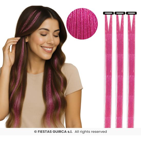 Extensões de cabelo com glitter - Festas Guirca