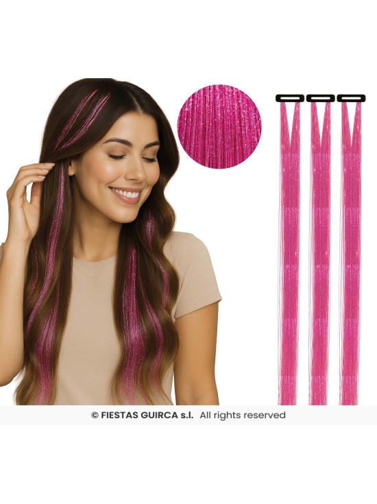 Extensões de cabelo com glitter - Festas Guirca