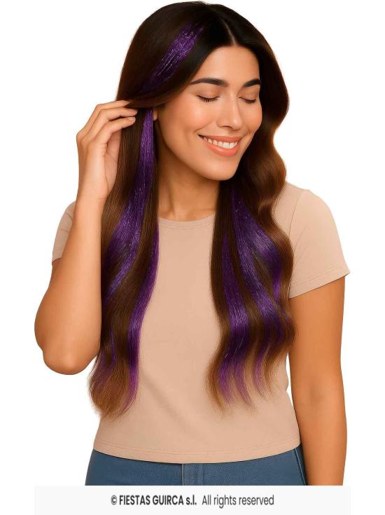 Extensões de cabelo com glitter - Festas Guirca