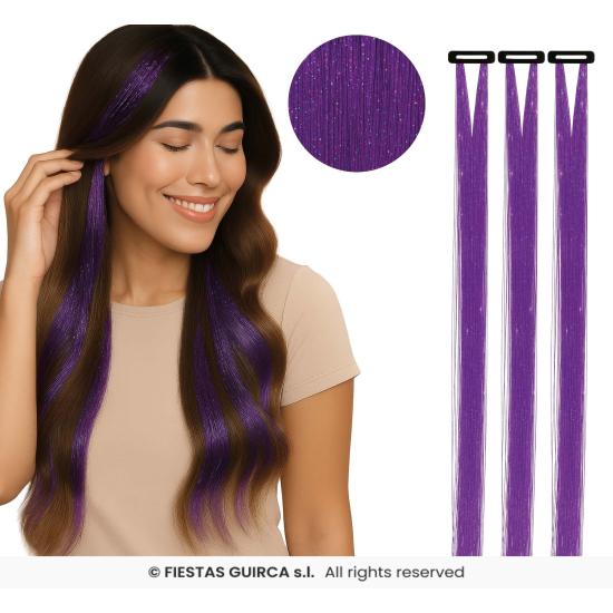 Extensões de cabelo com glitter - Festas Guirca