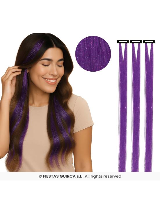 Extensões de cabelo com glitter - Festas Guirca