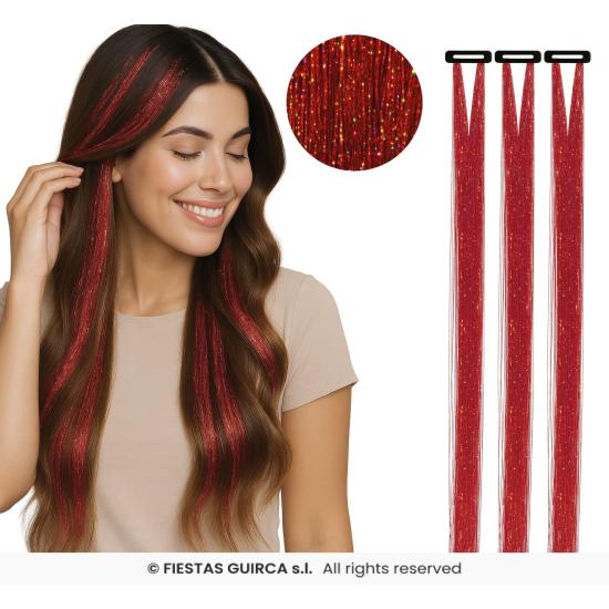 Extensões de cabelo com glitter - Festas Guirca